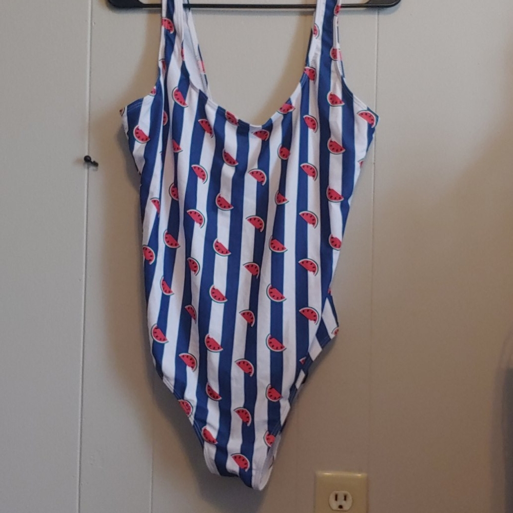 Striped watermelon one piece